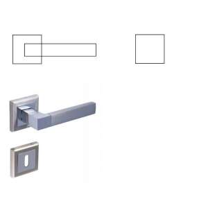 Star door handle with square rosette, satin chrome finish, PZ knob/lever - Open shutter