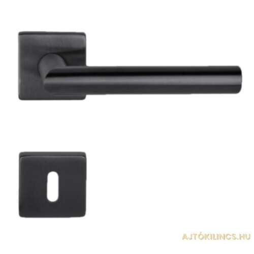 Black door handle with square rosette, Thema Pro Elle