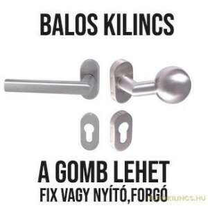 Tímea-Kertkapu Oválrozettás Rozsdamentes Inox PZ Asszimetrikus Gomb/Kilincs ajtókilincs szett, balos kilinccsel és kerek gombbal, fix vagy forgó gomb választható. - Perfekto