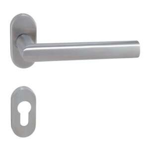 Stainless steel door handle for garden gates, portal lock, Tímea-Kertkapu Oválrozettás Rozsdamentes PZ portálzárhoz - Door