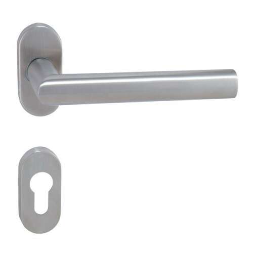 Stainless steel door handle for garden gates, portal lock, Tímea-Kertkapu Oválrozettás Rozsdamentes PZ portálzárhoz