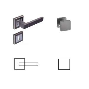 Star Négyzetrozettás Antracit/Grafit Szürke BB Ajtókilincs Szett, modern design, szatén króm felület, rugós működtetés, könnyű telepítés, kulcslyuk és hengerlyuk opciókkal - Perfekto