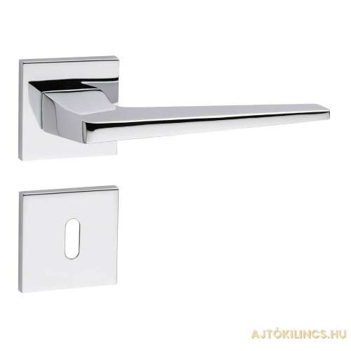 London (Flake) Square Rosette Shiny Chrome Door Handle