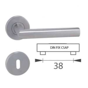 Tímea Din Fix Csap ajtókilincs, rozsdamentes acél, kerek rozetta, kulcslyuk, 38 mm-es hátsó távolság - Perfekto