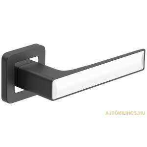 Black door handle with white insert, square rosette - Construction & Renovation