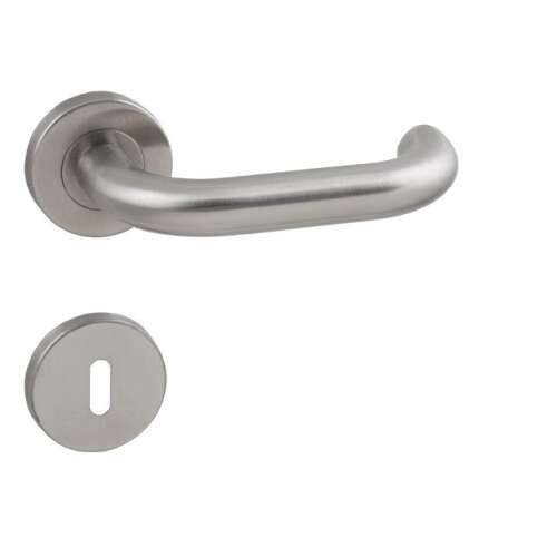 Ubul U-alakú Din Fix Csapos Körrozettás Rozsdamentes Inox BB door handle, stainless steel, polished finish