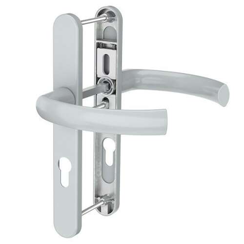 Strieborná kľučka dverí Noel s pružinovým mechanizmom a 92 mm vretenom