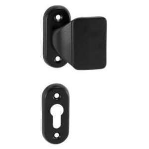 Schwarzes Gartentor-Griffset mit quadratischem Knauf und Schlüsselschlitzabdeckung - Türknäufe & Türklinken