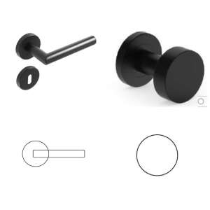 Tímea Black Line kerek rozettás fekete WC ajtókilincs fém alappal - Perfekto