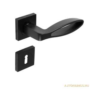 Black door handle with square rosette - Domino Door Knobs & Handle