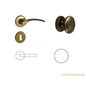 Set de mânere pentru uși Ida Antik cu pârghie și buton, finisaj din alamă periată - Construcții și renovări