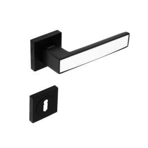 Black door handle with white insert, square design - Open shutter