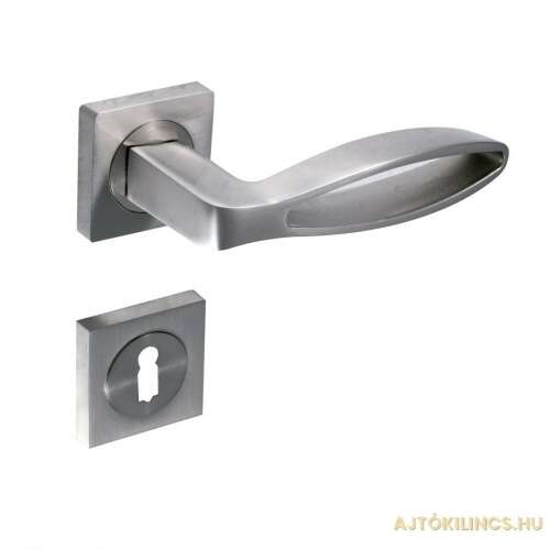 Square Satin Chrome Door Handle with Keyhole