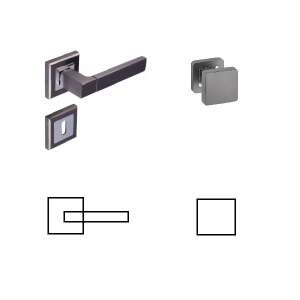 Star Négyzetrozettás Antracit/Grafit Szürke WC Gomb/Kilincs ajtókilincs szett, modern dizájn, négyzet alakú rozetta, antracit/grafit szürke színben - Perfekto