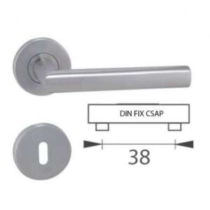 Tímea Din Fix Csapos Körrozettás Rozsdamentes Inox BB ajtókilincs, rozsdamentes acél, kulcslyukkal, 38 mm-es hátsó távolsággal - Perfekto Ajtógomb & Kilincs