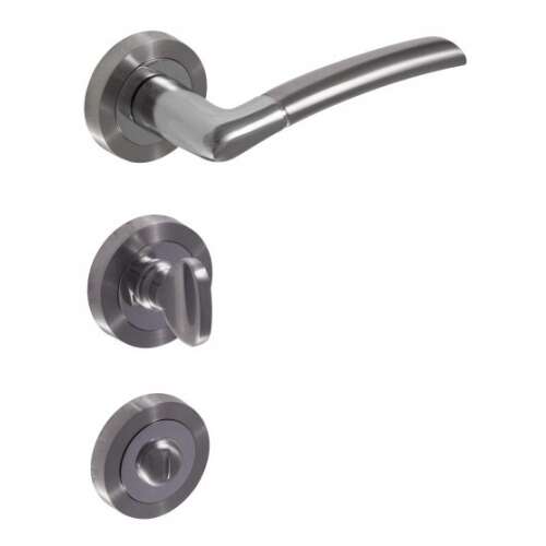 Figo Satin Chrome Door Handle Set, modern design, easy installation, suitable for all types of locks