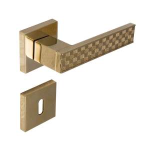 Chess G13 Négyzetrozettás Fényes Réz Réz BB door handle, gold, checkered pattern - Door
