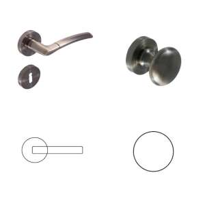 Figo Antik Súrolt Felület BB Gomb/Kilincs door handle set, includes lever handle, knob, and escutcheon - Open shutter