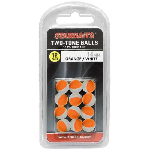 Starbaits Két Színű Golyók 14mm Narancs/Fehér 12 db, 100% lebegő horgászcsali