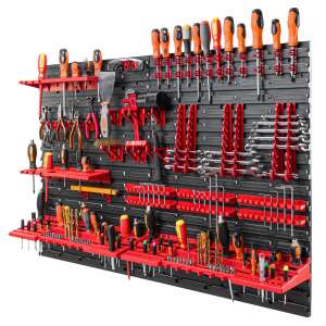 Sticlă de perete cu 64 de suporturi 115x78cm #fekete-red