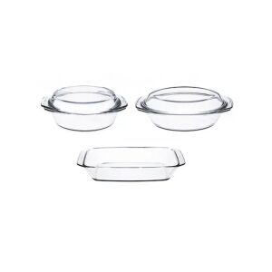 Комплект топлоустойчиви стъклени тави за печене Simax на бял фон - Тиган за пържене