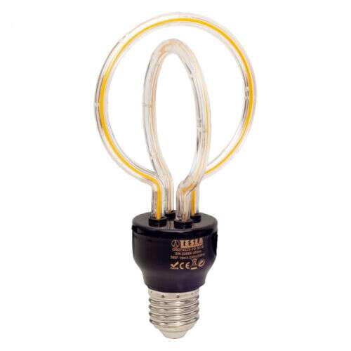 Tesla Filament Retro LED izzó, E27, 5W, 230V, 250lm, 2300K, 360°, átlátszó, lótusz