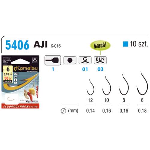 Kamatsu Aji Fluorocarbon Előke - 50cm - 10 db
