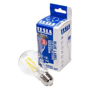 LED крушка Tesla Retro Filament, E27, 8W, 230V, 1055lm, 4000K, 360°, прозрачна - Лампи и осветление