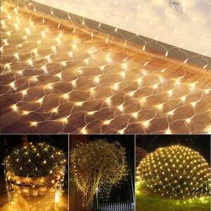 LED Hálós Fényfüzér - Melegfehér - 128 LED