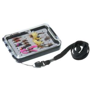 Jaxon Jaxon Fly Max 2 légydoboz 11 légyvel, 8/3cm méretben, fekete doboz átlátszó fedéllel és zsinórral - Műlégy