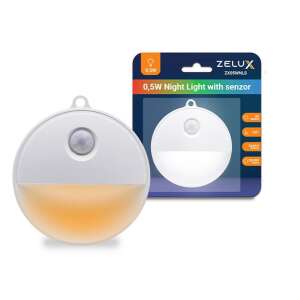 Zelux 0,5W Nočné svetlo so senzorom pohybu, so senzorom pohybu, úsporné, LED, biele, okrúhle, malé, do domu, spálne, chodby, kúpeľne, skrine, schodov, pod skrinku, nočné svetlo, svetlo so senzorom pohybu - Dom&záhrada