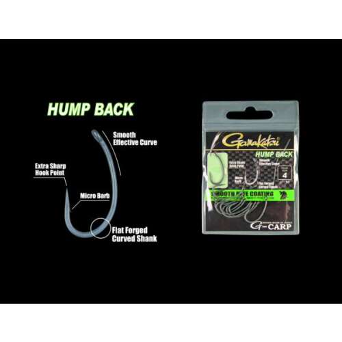 G-Carp Hump Back pontyozó horog 8-as méretben, fekete, mikro szakállas, csomagolással