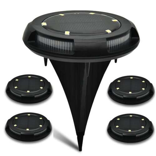 4 darabos Bell Howell 8+4 LED-es napelemes lámpa készlet fekete színben