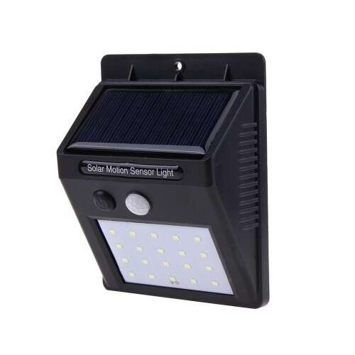 Alloet 20 LED-es napelemes kültéri LED Lámpa alkonyat kapcsolóval és mozgásérzékelővel #fekete