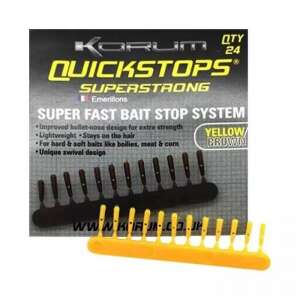 Korum Quickstops Superstrong Bait Stop System, sárga/barna, 24 darab - Horgászati aprócikk & kiegészítő