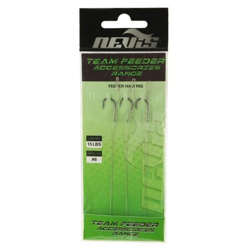 Nevis Team Feeder Accessories Range Feeder Hair Rig 15 lbs #6 - Előkötött horog