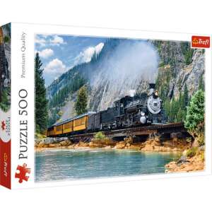 Trefl Puzzle mit 500 Teilen, Bergbahn, Dampflokomotive, Eisenbahnbrücke, Fluss, Berge, Landschaft - Puzzle