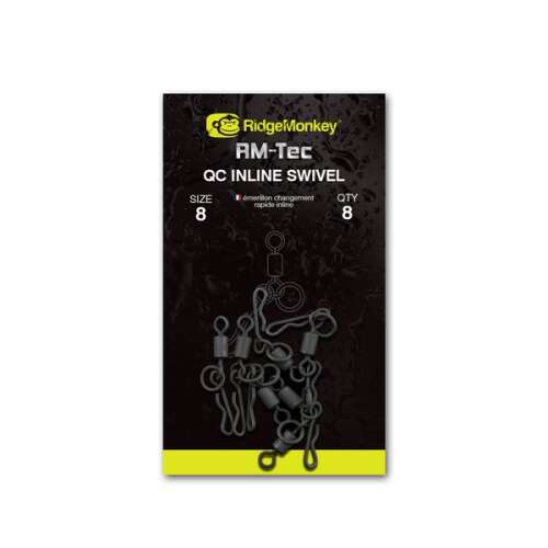 RidgeMonkey RM-Tec Quick Change Inline Swivel méret 8, 8 darabos csomag - Bojli aprócikk