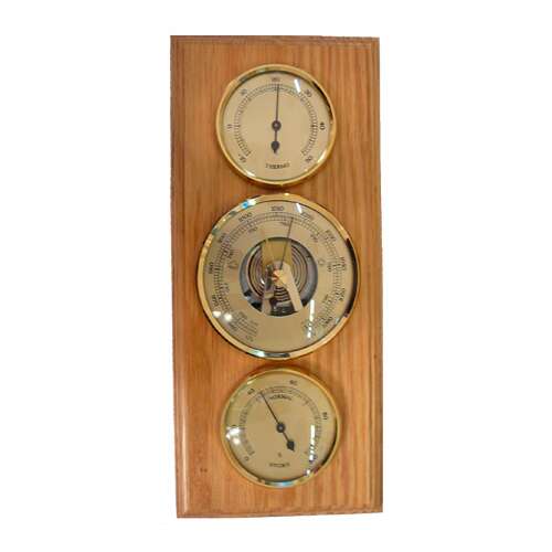 Barometer Combination 203227 with Thermometer and Hygrometer, Pine-colored Wooden Back 35182522