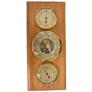 Kombinácia barometra 203227 s teplomerom a vlhkomerom, drevený chrbát vo farbe borovice