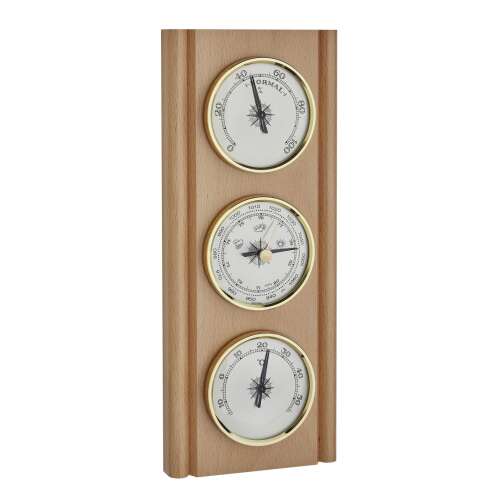 Combinație de barometru cu termometru și higrometru, pe spate din lemn 20.1002.05