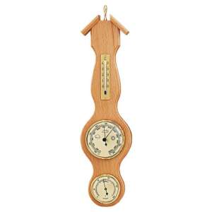 Barometer combination with thermometer and hygrometer on natural wood back panel 203057 35182537 - Tire pressure gauge