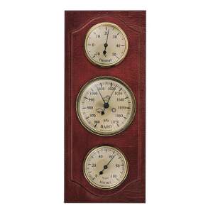 Barometer with Thermometer and Hygrometer, Mahogany Wood Back 203052 35182542 - Tire pressure gauge