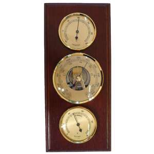 Barometer Combination 203229 with Thermometer and Hygrometer, Walnut-colored Wooden Back 35182546 - Tire pressure gauge