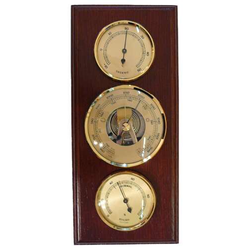 Барометър комбинация 203229 с термометър и влагомер, дървен гръб в цвят орех 35182546