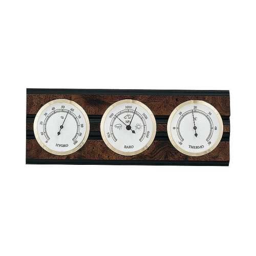 Combinație de barometru cu termometru și higrometru, spate din lemn 203978