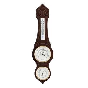 Barometer combination with thermometer and hygrometer on walnut-colored wooden back 203970 35182555 - Tire pressure gauge