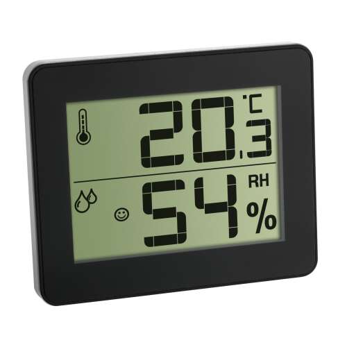 Digital Temperature and Humidity Meter, extra flat design, black, 30.5027.01 35182593
