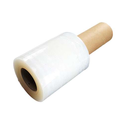 Sztreccsfólia tekercs, átlátszó, 150 méter hosszú, 10 cm széles