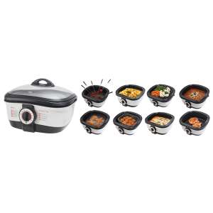 ECG MH 158 8 az 1-ben Többfunkciós Főzőedény, kollázs a különböző főzési funkciók bemutatásához - Elektromos főzőedény